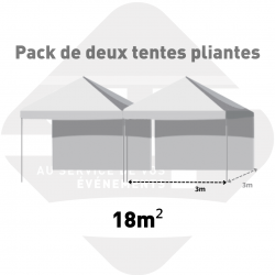 Pack de 2 tentes de réception pliantes soi 18m²
