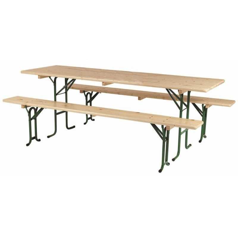 Table pliante brasserie rectangle 220 cm X 70 cm + 2 bancs 220 cm X 27 cm